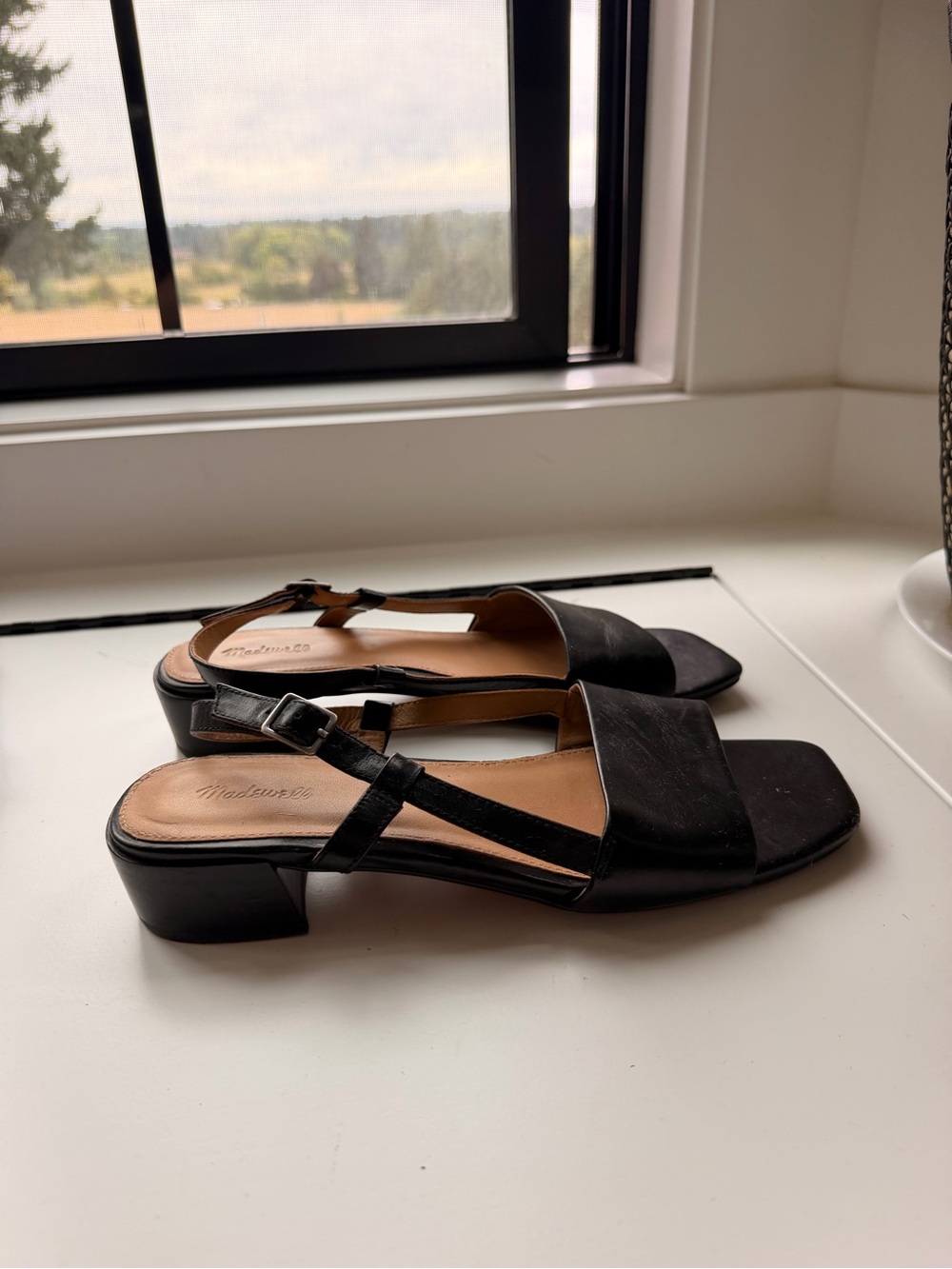 Madewell Black Slingback Block Heel Sandals size 9